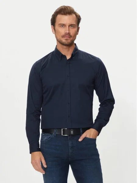 Boss Cămașă Roan Bleumarin Slim Fit negru