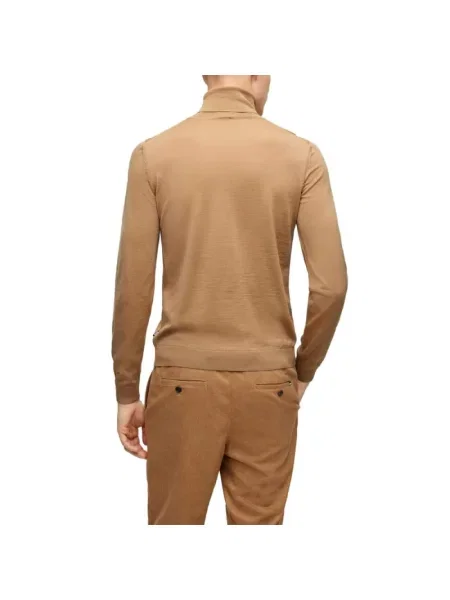Sweter z golfem Hugo Boss wełniany beżowy