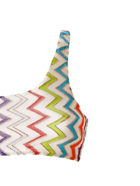 Bikini Missoni tricotate cu un umăr gol alb