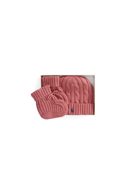 Set čiapka a ponožky Polo Ralph Lauren Tmavo ružová