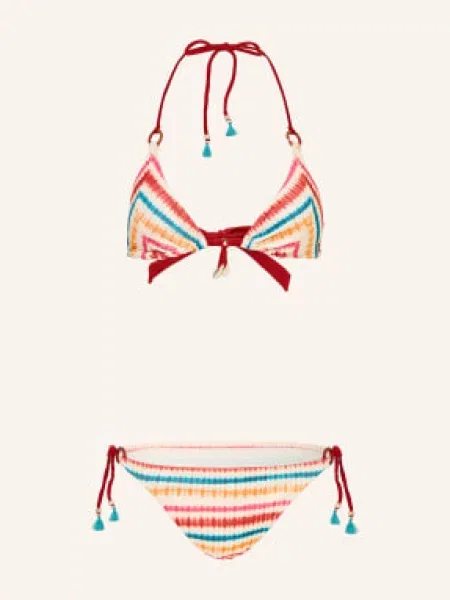 Banana Moon Trojúhelníkové Bikiny Lazu režná / tmavě / petrolejová červená