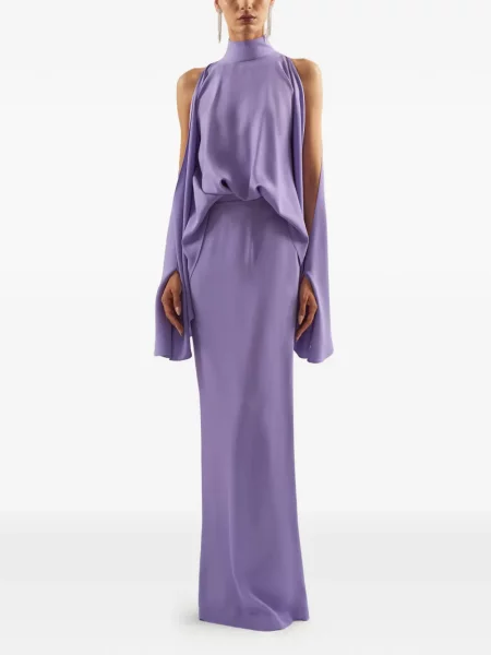 Rochie Taller Marmo cu guler înalt de costum violet