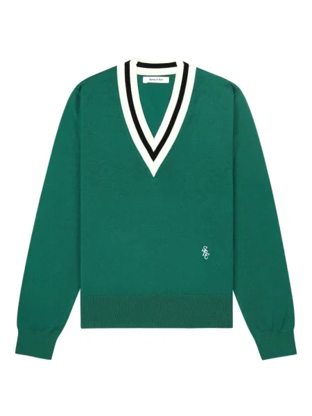 Pulover Sporty & Rich cu decolteu în V verde
