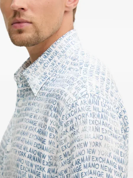 Cămașă Armani Exchange cu imagine alb