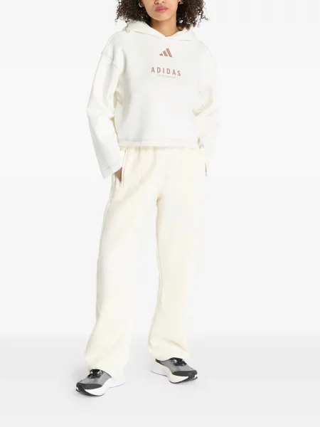 Hanorac cu glugă Adidas cu imagine din piele cu dungi negru