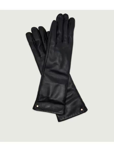 GIANNI CHIARINI Mănuși de piele cu adaos de lână negru