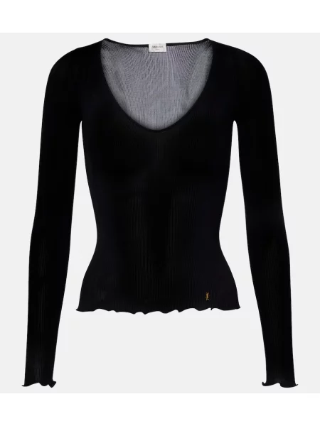 Top Saint Laurent de mătase negru