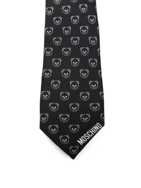 Ursuleț de pluș cravată Moschino de mătase negru