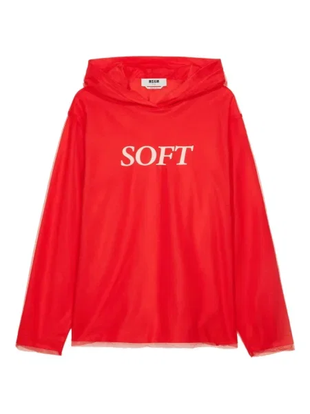 Długa bluza z kapturem Msgm czerwona
