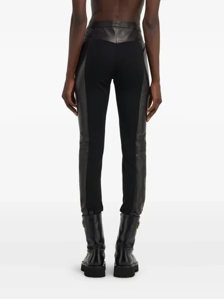 Leggings Roberto Cavalli din piele negru