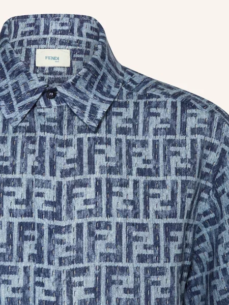 Fendi Koszula Z Lnu blau niebieska