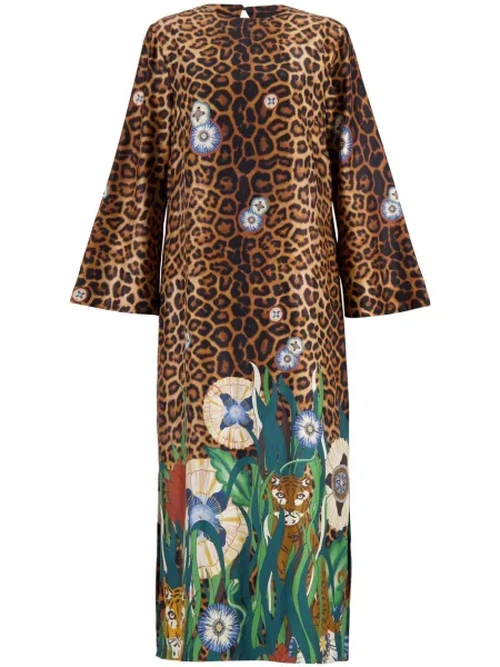 Rochie Paula de mătase maro