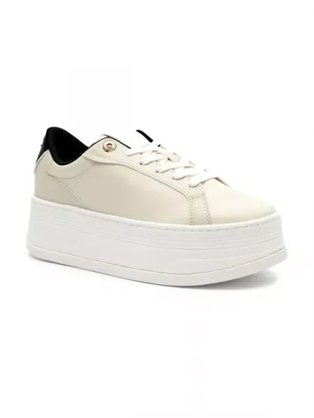 Tommy Hilfiger Sneakers th platform sneaker triangle cu adaos de piele alb