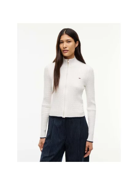 Tommy Jeans kardigán dámsky biela