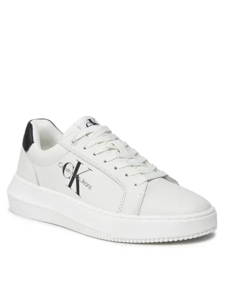 Кожени маратонки Calvin Klein Jeans CHUNKY CUPSOLE MONOLOGO W бяло