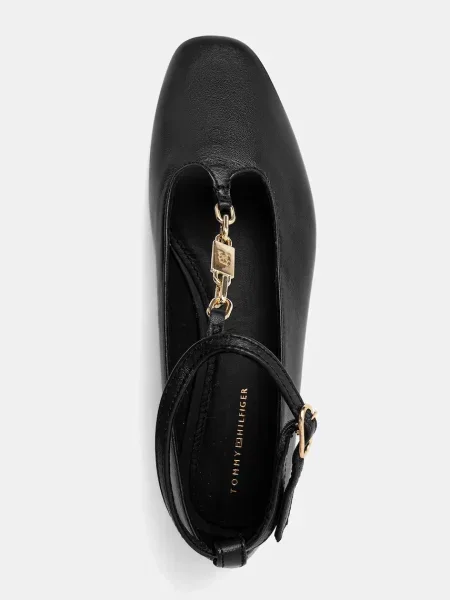 Tommy Hilfiger Кожени балеринки TH-BAR CHAIN BALLET черно
