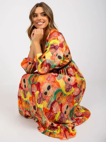 Rochie Fashionhunters plisată de costum portocaliu