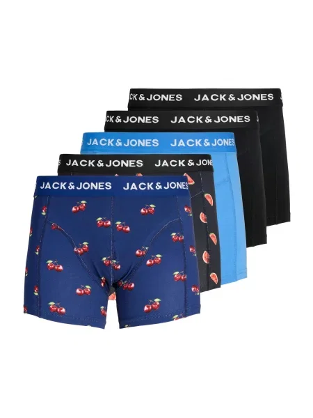 JACK & JONES Boxeri JACTHOR albastru marin / azur / negru alb