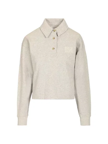 Polo Maison Kitsune cu broderie gri