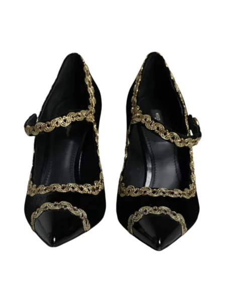 Welurowa czółenka Dolce And Gabbana czarna