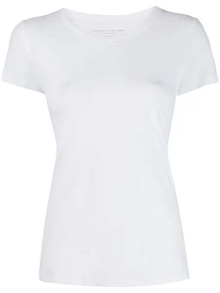 Tricou Majestic Filatures cu decolteu rotund alb