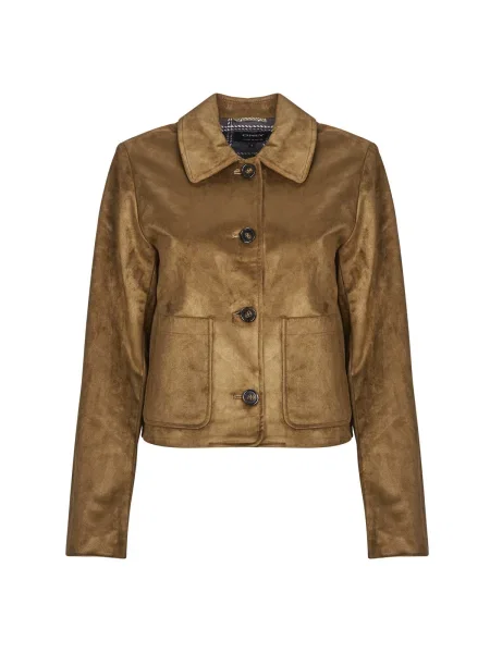 Geacă Only din piele de căprioară maro