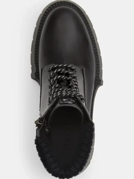 Кожаные ботинки Coach на платформе черные