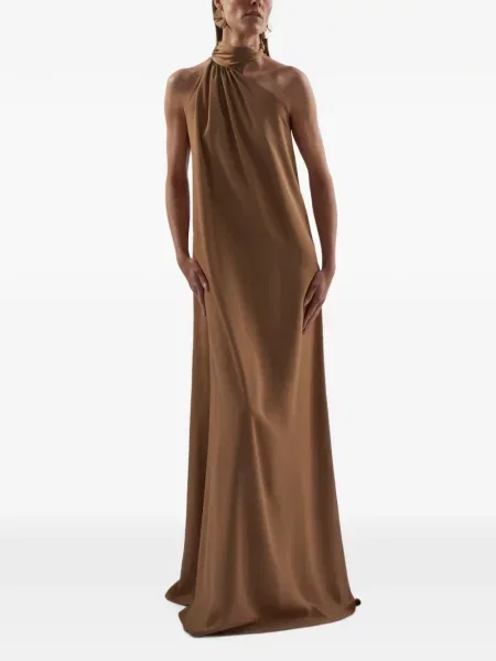 Rochie maxi Taller Marmo cu gât halter maro