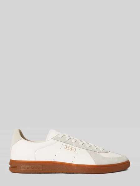 Sneakersy low z skóry bydlęcej z wytłoczonym logo Polo Ralph Lauren białe