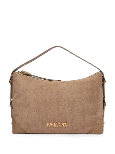 Geantă shopper Love Moschino din piele de căprioară cu autograf
