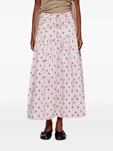 Spódnica midi Ganni w kwiatki z nadrukiem do kolan
