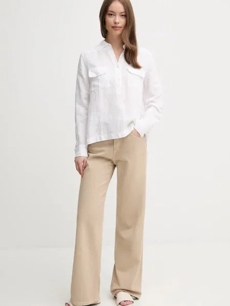 Льняна блузка Mos Mosh однотонна білий