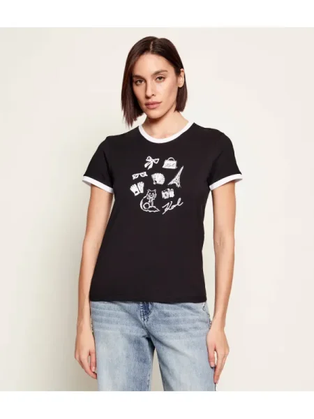 Karl Lagerfeld Tricou gri alb negru
