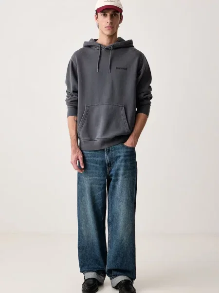 Dickies mikina s kapucňou pánska s bavlnou sivá