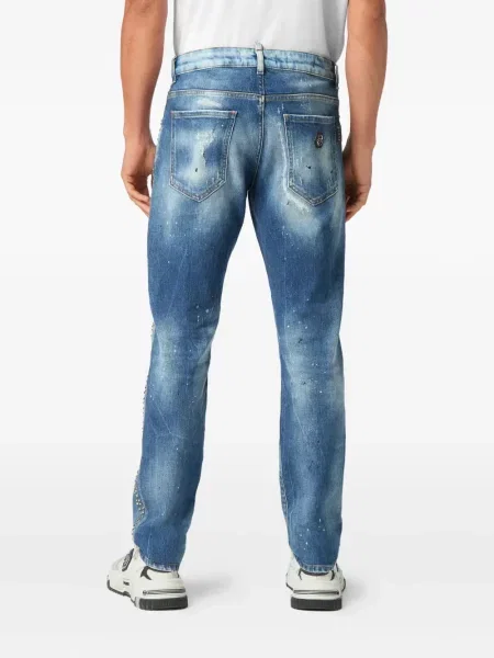 Blugi Philipp Plein zdrențuiți albastru