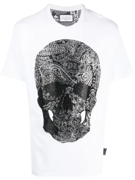 Tricou Philipp Plein cu imagine alb