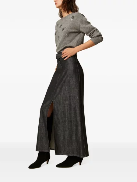 Lung fustă din denim Twinset negru