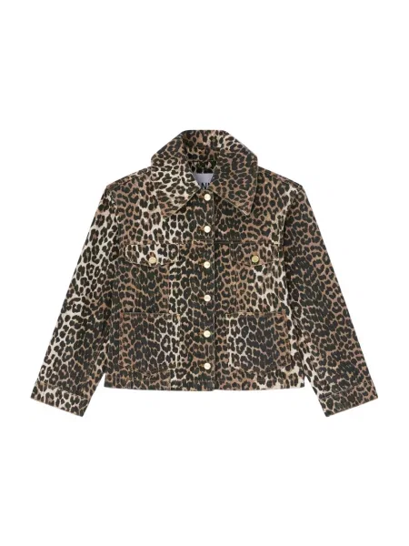 Wielobarwność kurtka jeansowa Ganni z nadrukiem