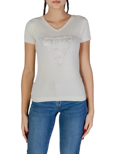 T-shirt z nadrukiem z logo model ‘PYTHON’ Guess biała