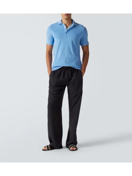 Tricou polo Fedeli din material terry albastru