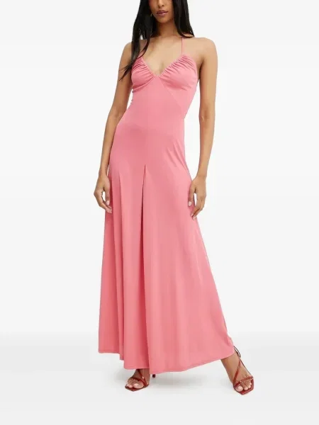 Rochie midi Silvian Heach până la genunchi cu gât halter de costum roz