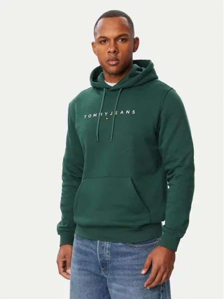 Tommy Jeans Hanorac Verde închis alb