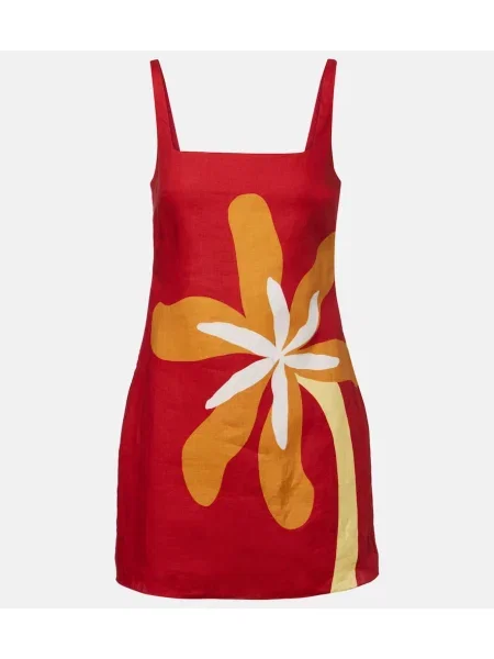 Rochie Cala De La Cruz de in cu model floral roșu