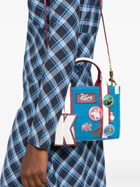 Shopper kabelka Kurt Geiger London s autogramem modrá