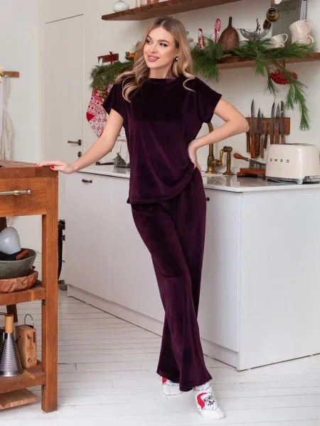 Пижама Issa Plus без косточек бордовая