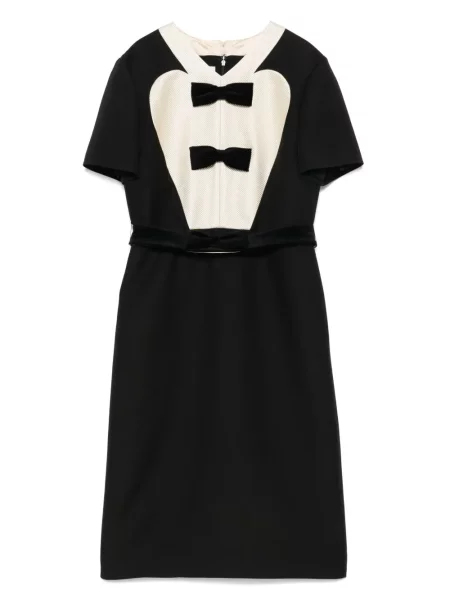Rochie midi Valentino Garavani cu funde până la genunchi de costum negru