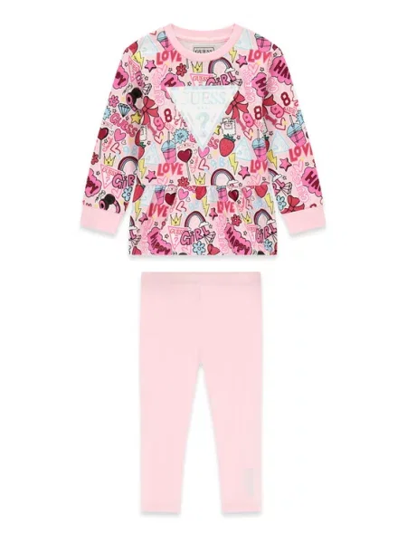 Guess Komplet bluza i legginsy różowy