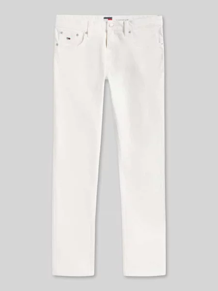 Jeansy o kroju slim fit z mieszanki bawełny model SCANTON SLIM' Tommy Jeans białe