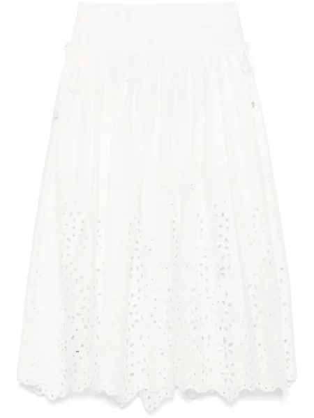 Haftowana spódnica midi Self-portrait do kolan biała