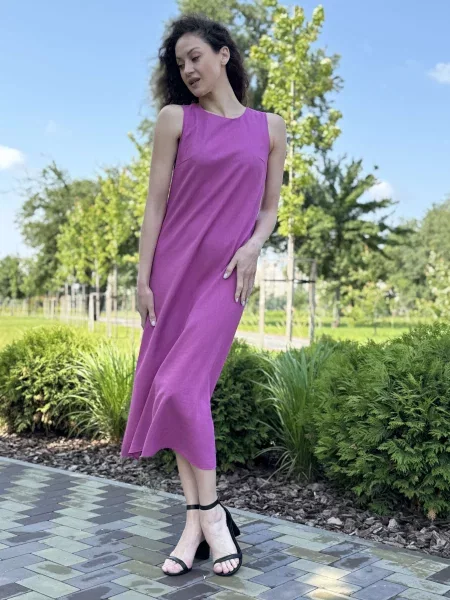 Лляна Сукня максі CAT ORANGE бузковий помаранчева